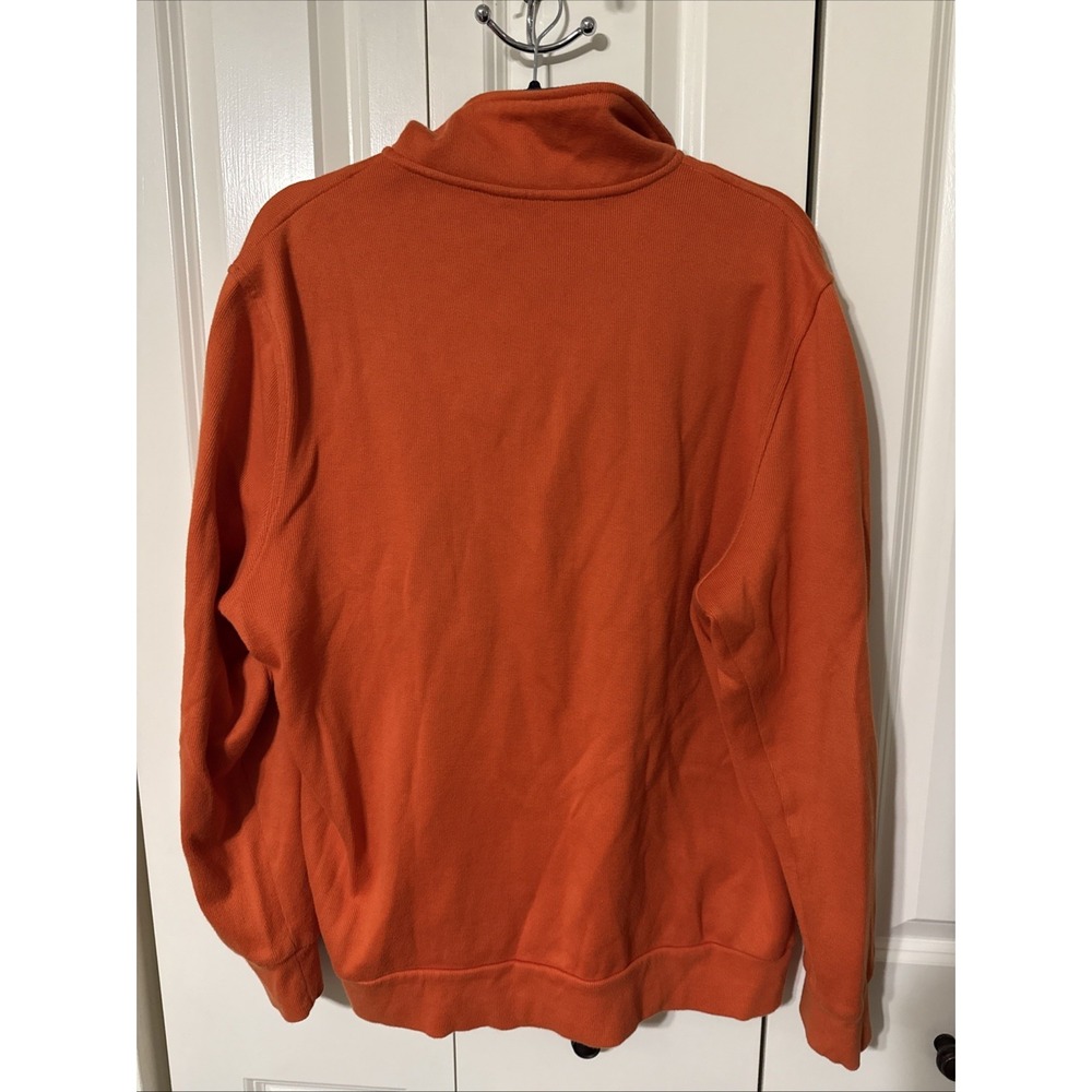 Men's Le Tigre Orange 1/4 Zip Pullover  Size Large 80's Style Flatback Rib - Picture 3 of 4